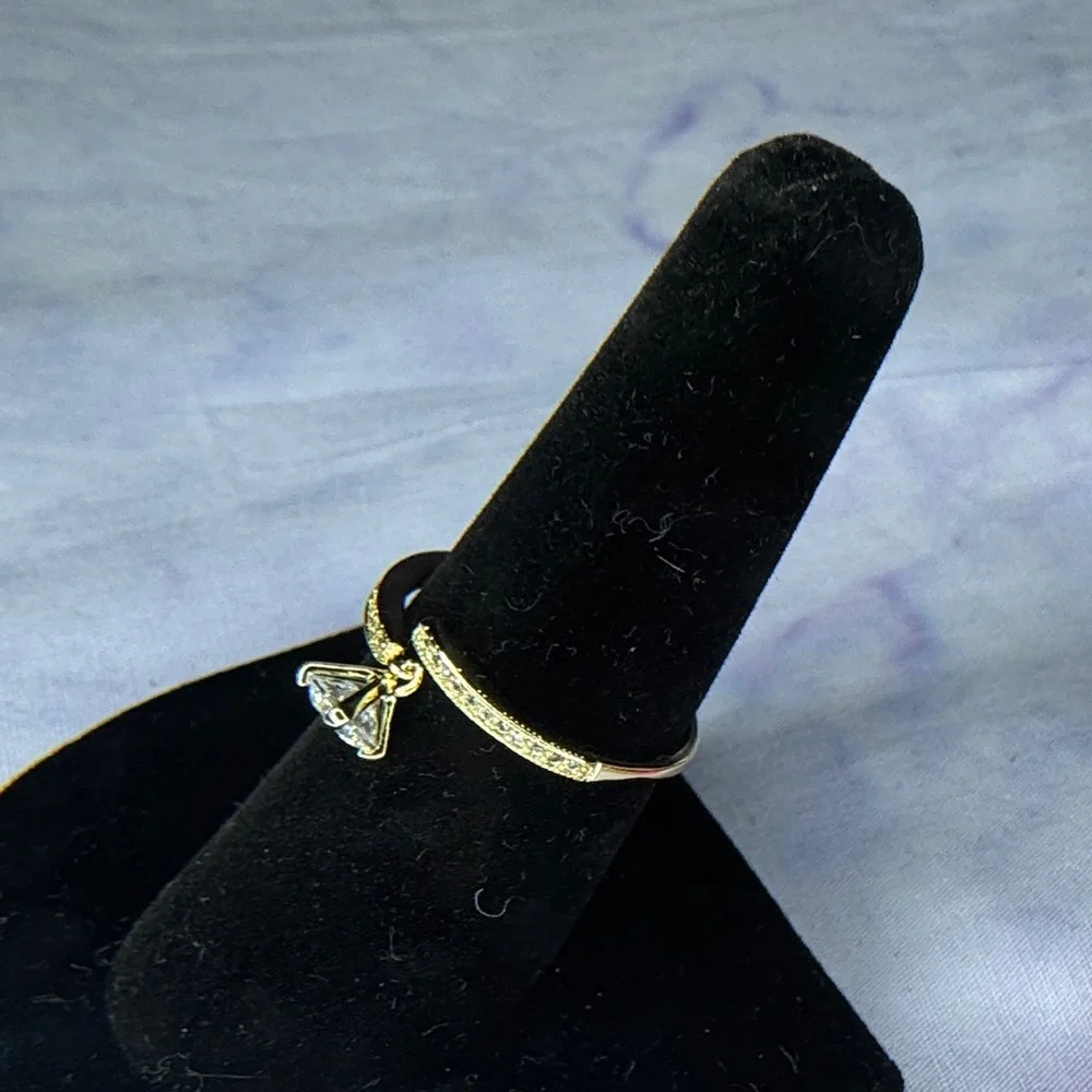 Gold-Tone Pavé Wrap Ring with Floating Clear Center Stone